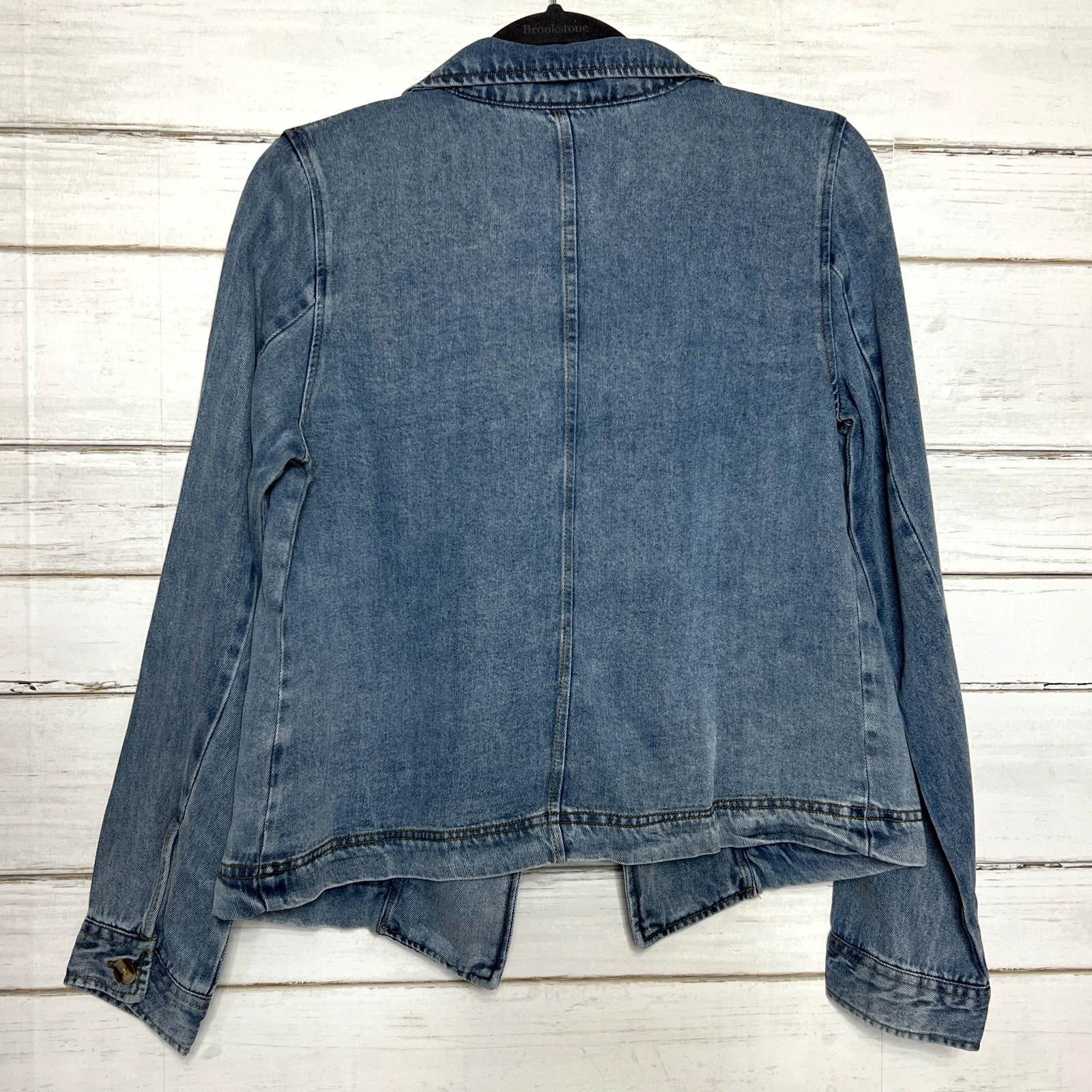 Thread & Supply Denim Blazer Jean Jacket Small Blue Open Front Lightweight — image 3 of 8